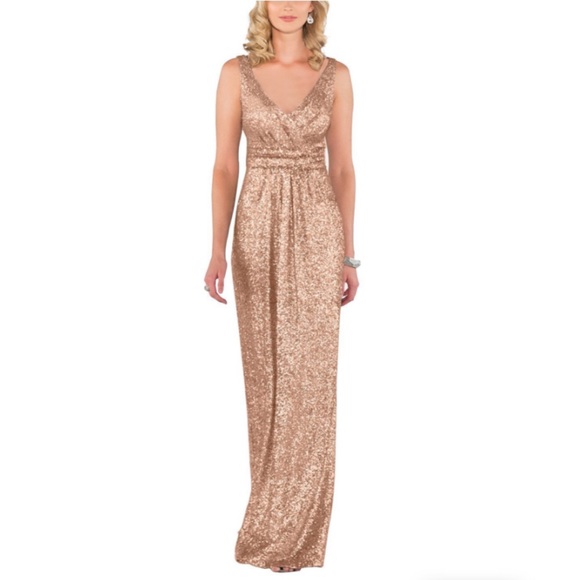 SORELLA VITA Dresses & Skirts - Sorella Vita Modern Metallic Rose Gold Sequin Gown